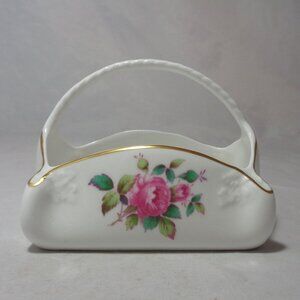 SPODE Billingsley Rose Spray Handled Basket Trinket Dish Candy Dish Discontinued